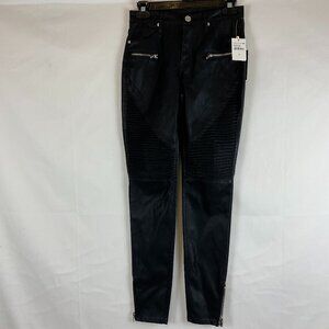 Blank NYC Faux Leather Moto Legging 25 Black Zipper Ankle New NWT